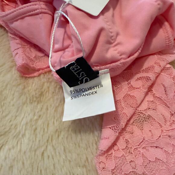 nwt Sister Party Pink Lace Ruffle Bodysuit Coquette Kawaii size XS XXS - Picture 10 of 10